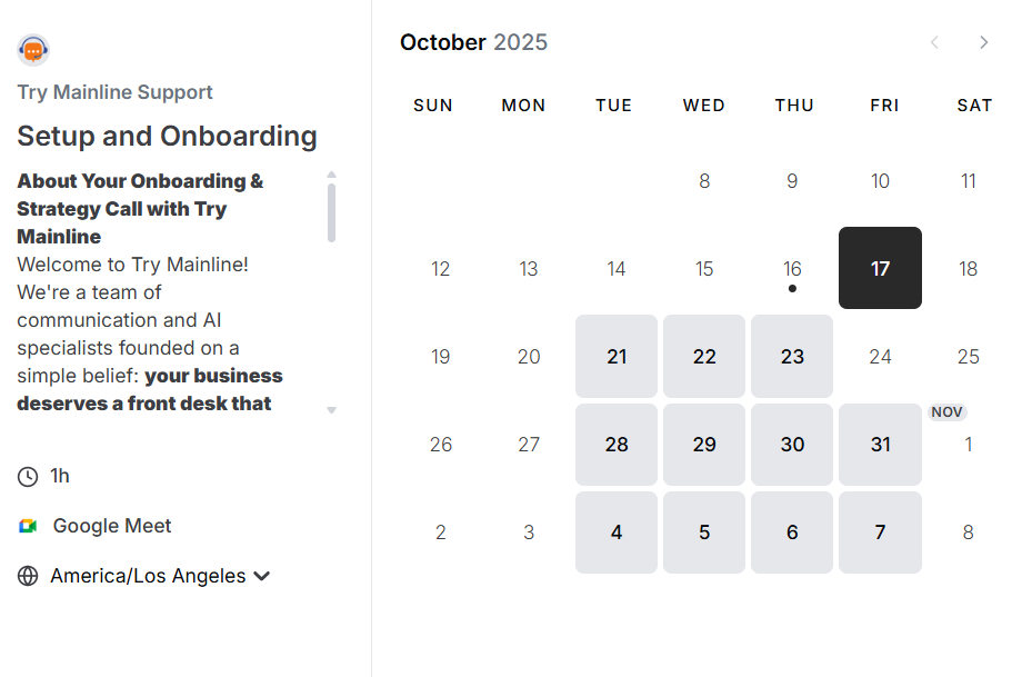 Calendar Booking Preview